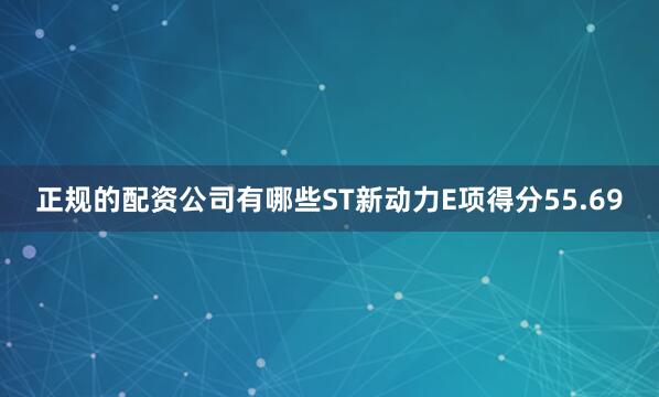 正规的配资公司有哪些ST新动力E项得分55.69
